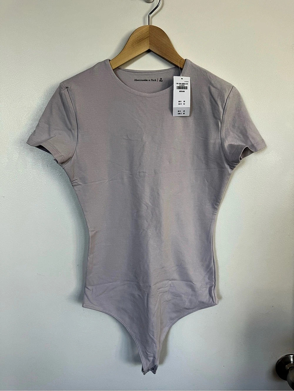 Abercrombie & Fitch Short-Sleeve Cotton-Blend Seamless Lavender Bodysuit